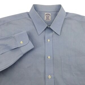 Brooks Brothers Dress Shirt Men 18-35 Blue Classic Fit Non-Iron Supima Cotton